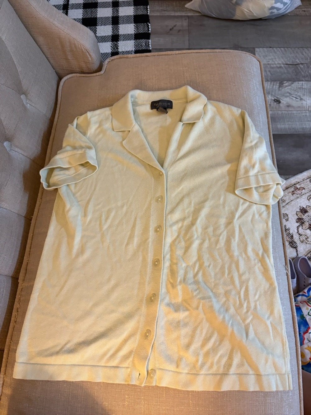 Van Heusen Pale Yellow Women's Short Sleeve Cardigan